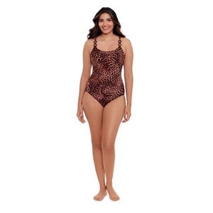 🆕  Women's Animal Print with Double Ring Strap One Piece Swimsuit Size M